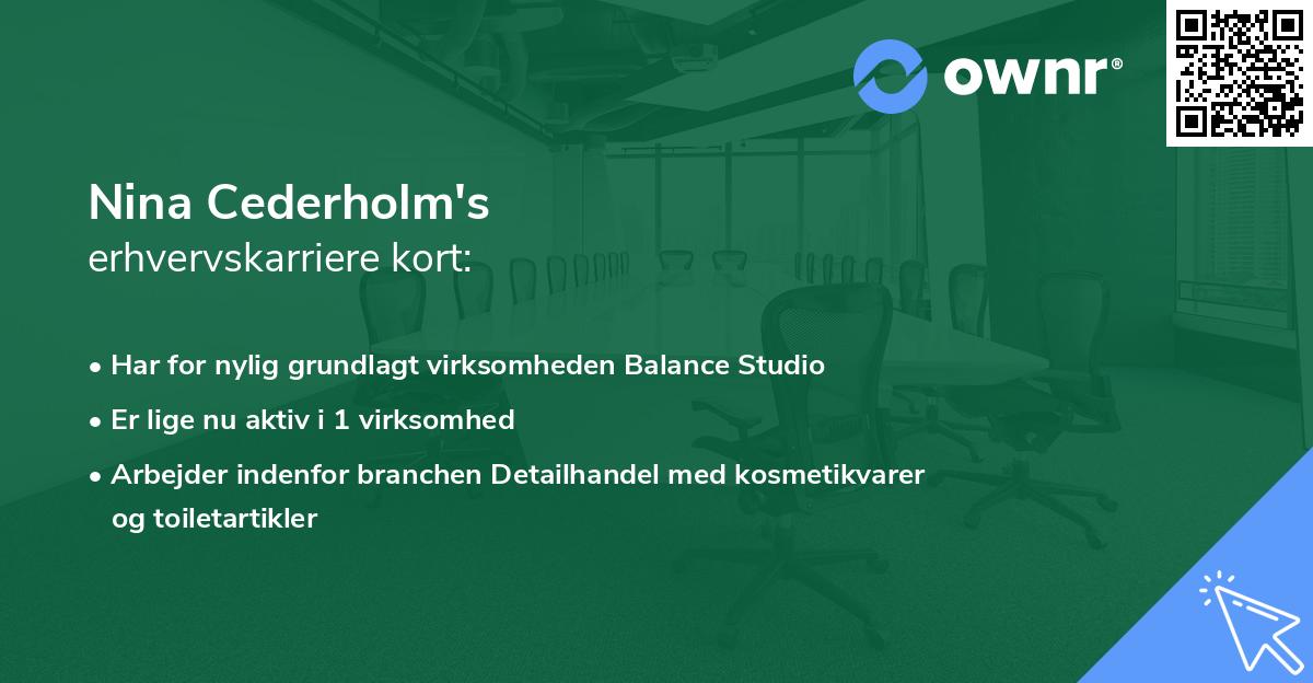 Nina Cederholm's erhvervskarriere kort