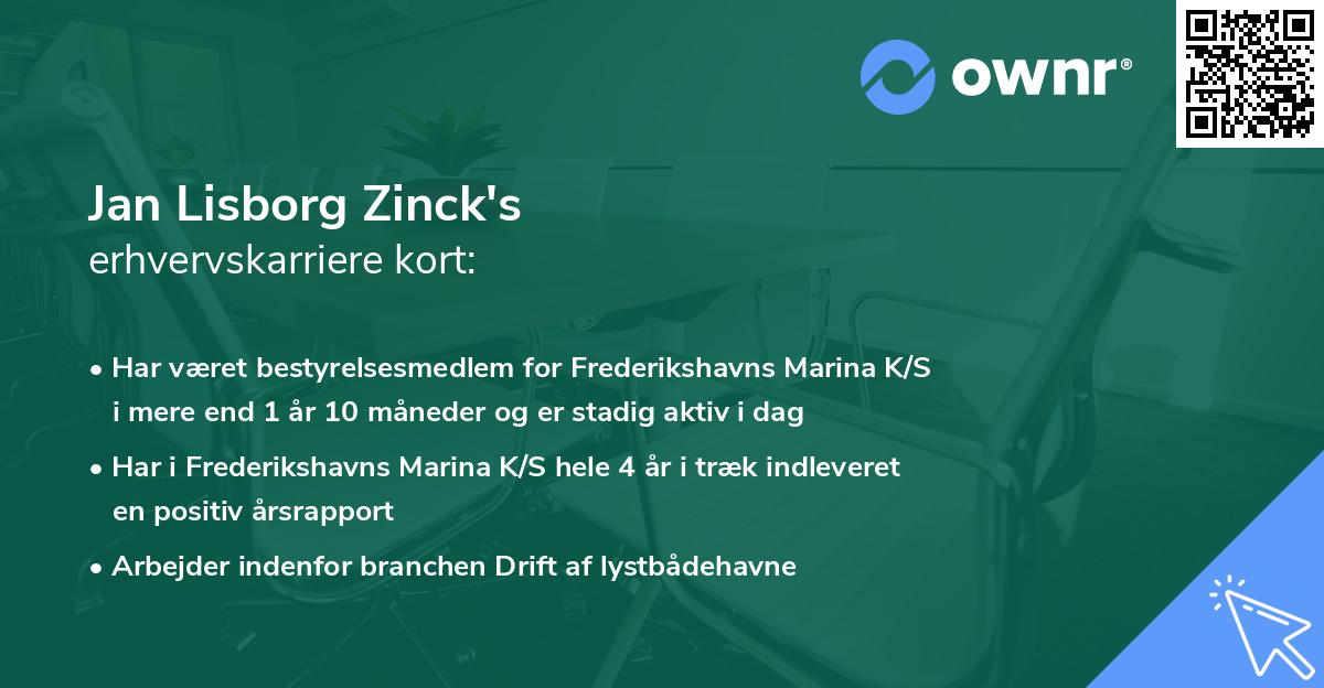 Jan Lisborg Zinck's erhvervskarriere kort