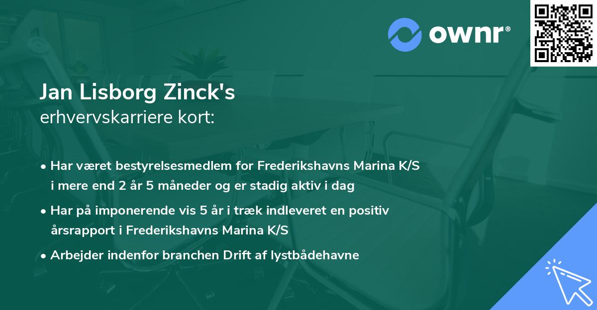 Jan Lisborg Zinck's erhvervskarriere kort