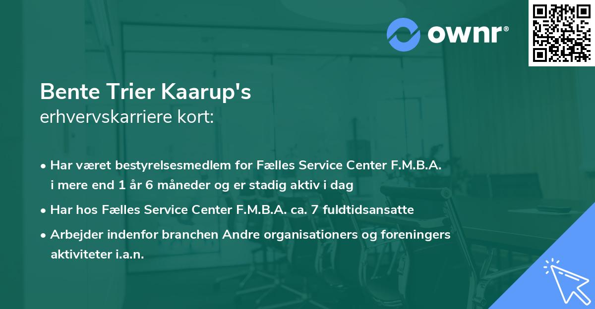 Bente Trier Kaarup's erhvervskarriere kort