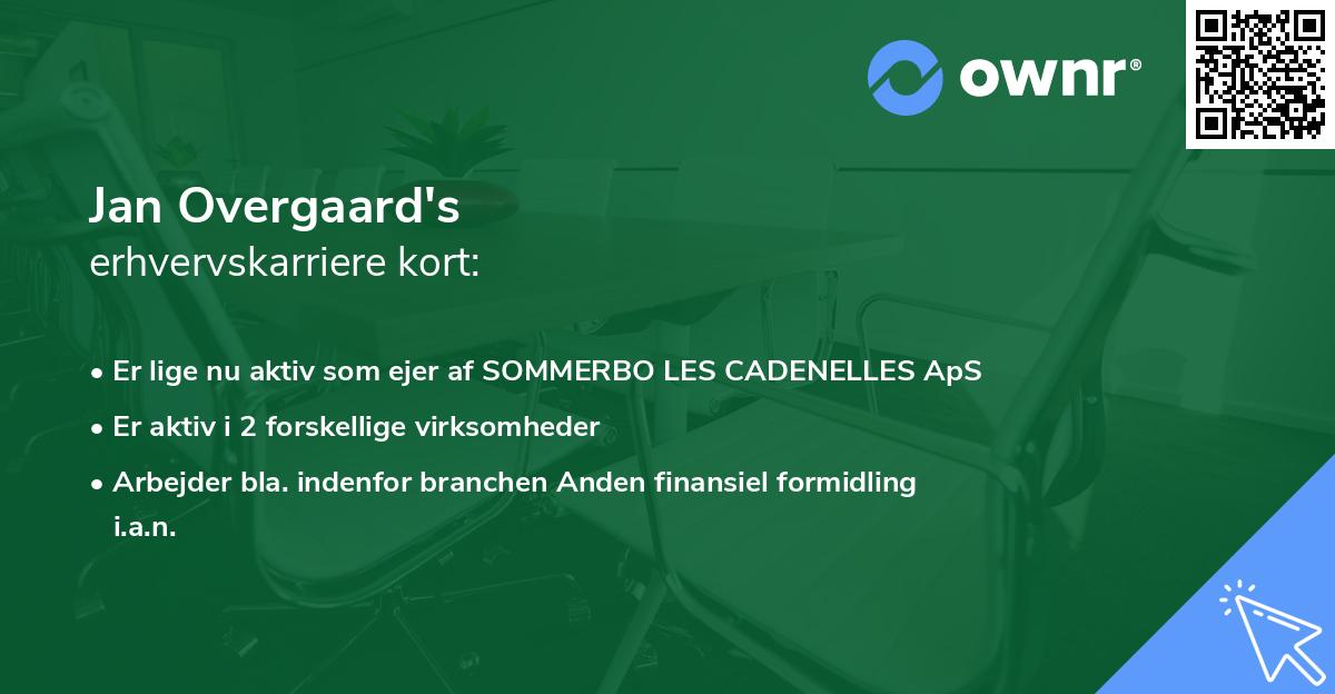 Jan Overgaard's erhvervskarriere kort