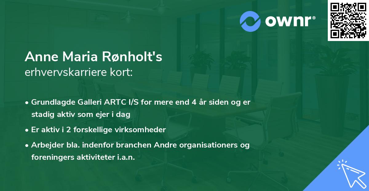 Anne Maria Rønholt's erhvervskarriere kort