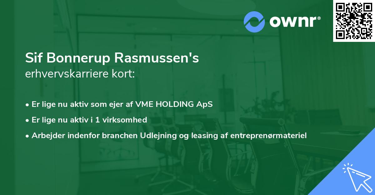 Sif Bonnerup Rasmussen's erhvervskarriere kort