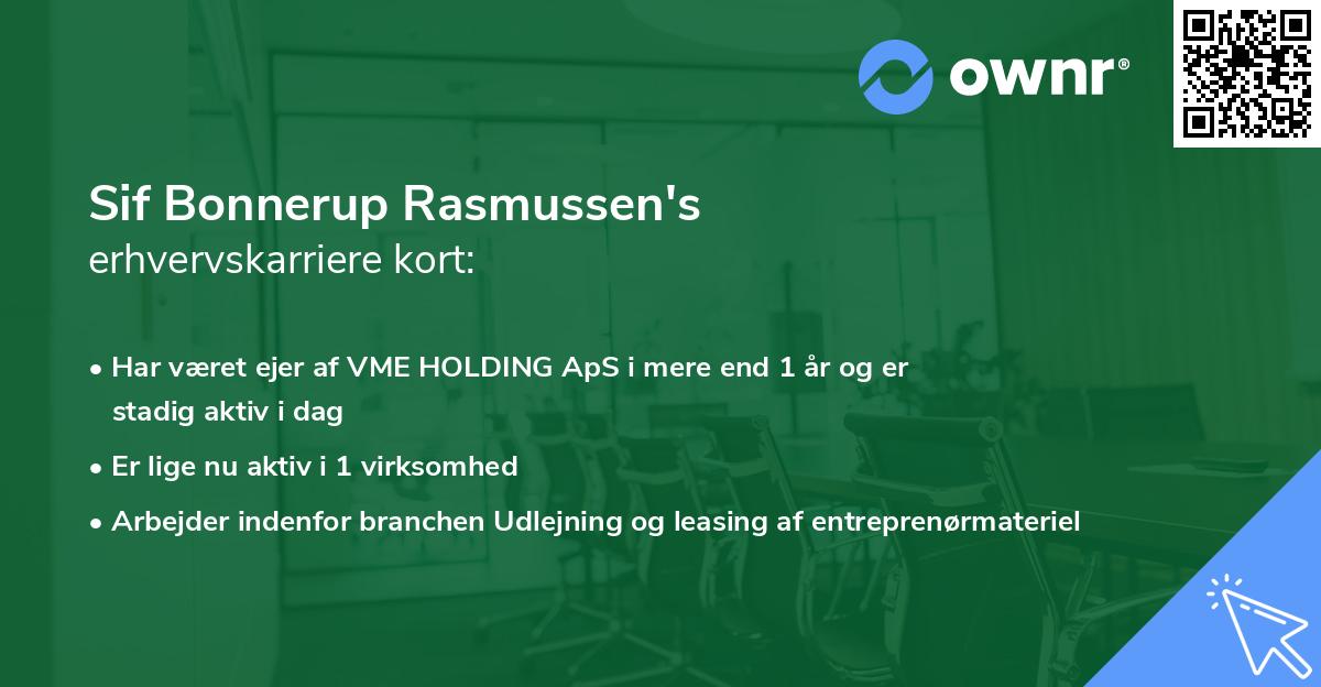 Sif Bonnerup Rasmussen's erhvervskarriere kort