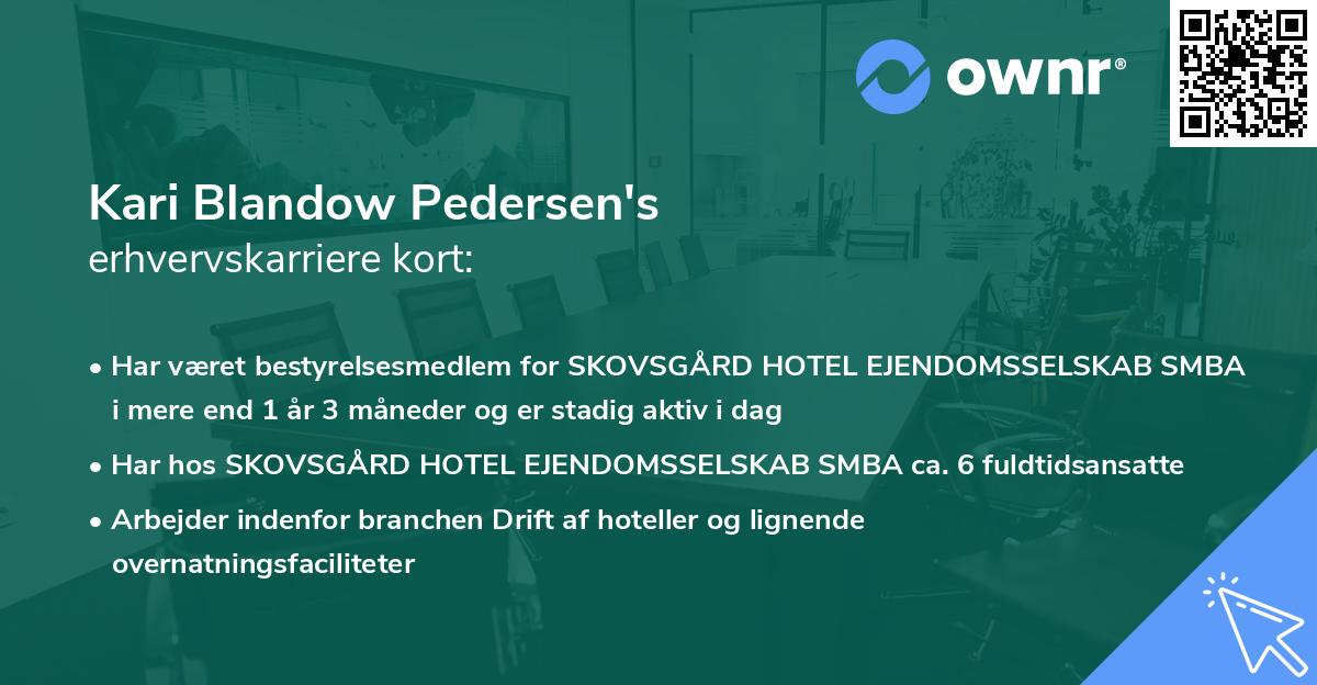 Kari Blandow Pedersen's erhvervskarriere kort