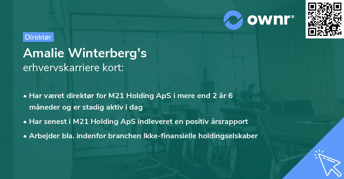 Amalie Winterberg's erhvervskarriere kort
