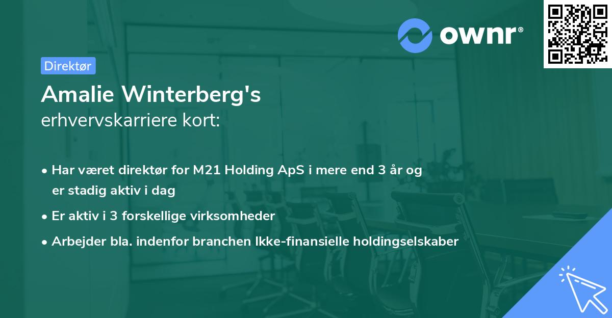 Amalie Winterberg's erhvervskarriere kort