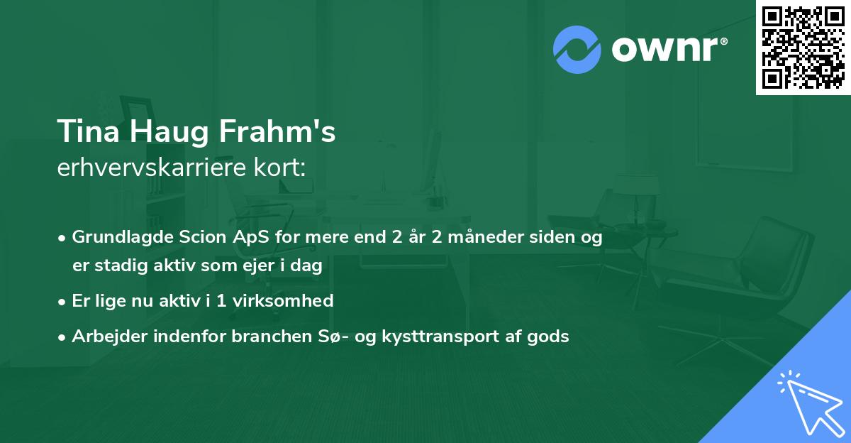 Tina Haug Frahm's erhvervskarriere kort
