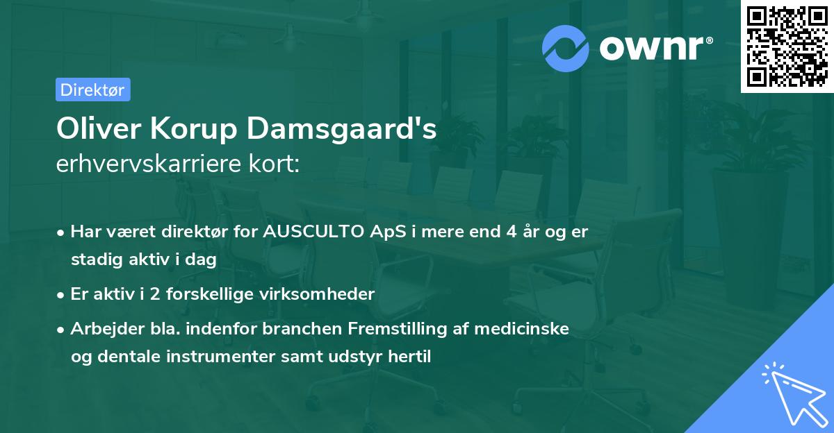 Oliver Korup Damsgaard's erhvervskarriere kort