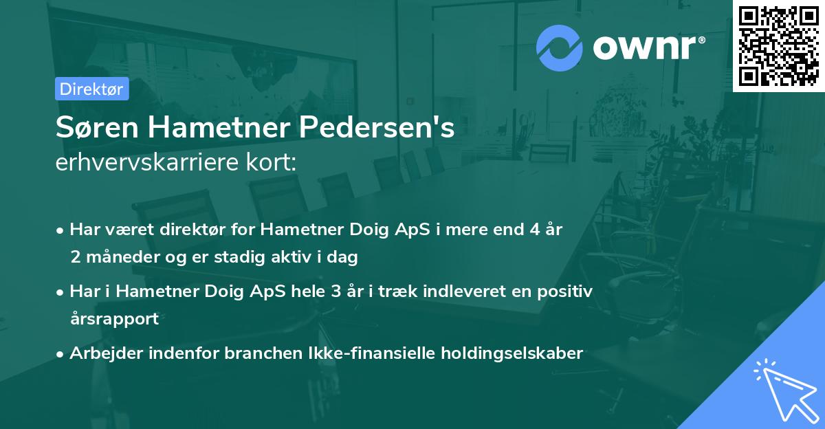 Søren Hametner Pedersen's erhvervskarriere kort