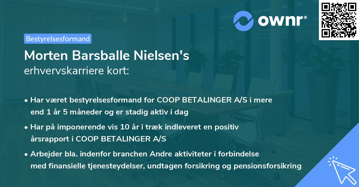 Morten Barsballe Nielsen's erhvervskarriere kort