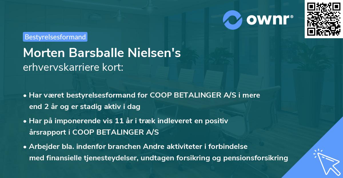Morten Barsballe Nielsen's erhvervskarriere kort