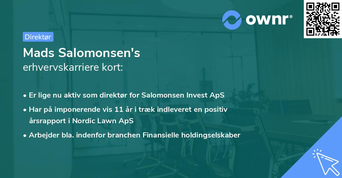 Mads Salomonsen's erhvervskarriere kort