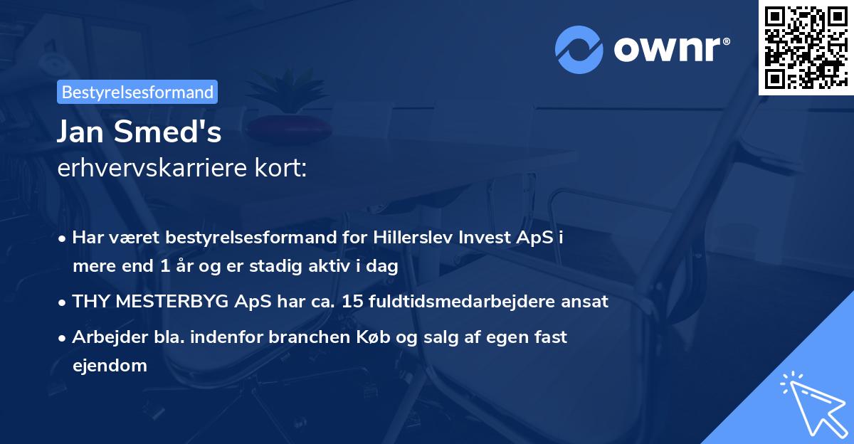 Jan Smed's erhvervskarriere kort