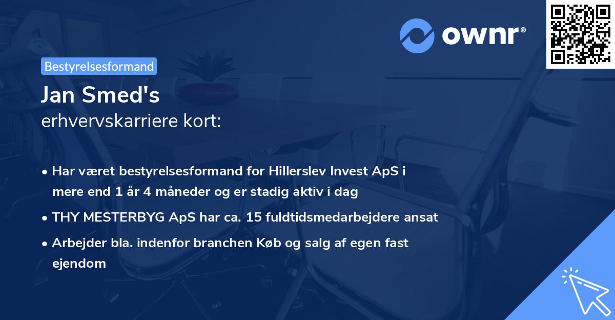 Jan Smed's erhvervskarriere kort
