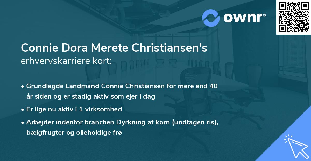 Connie Dora Merete Christiansen's erhvervskarriere kort