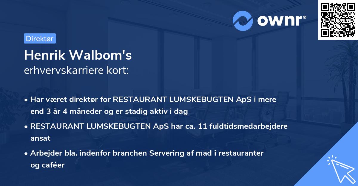 Henrik Walbom's erhvervskarriere kort