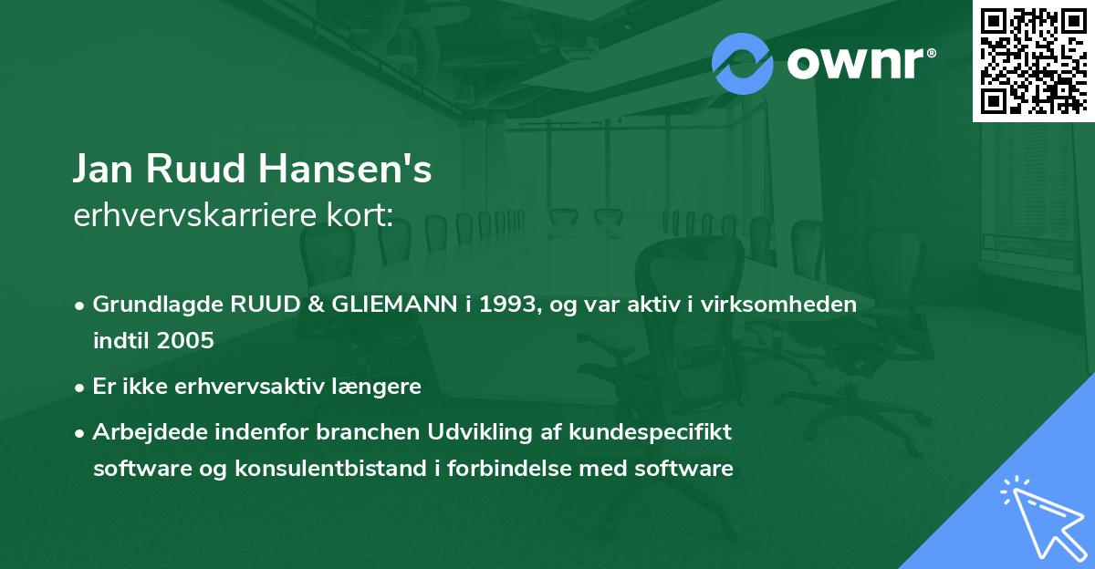 Jan Ruud Hansen's erhvervskarriere kort