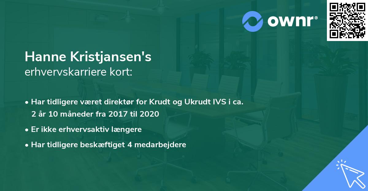 Hanne Kristjansen's erhvervskarriere kort
