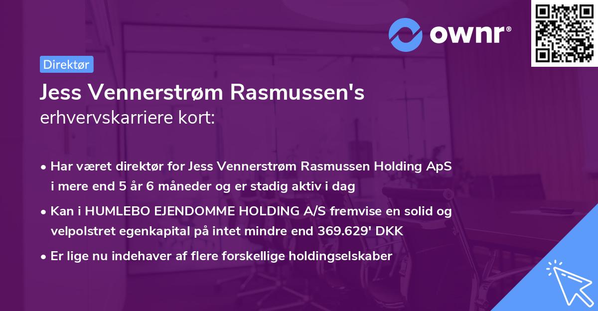 Jess Vennerstrøm Rasmussen's erhvervskarriere kort