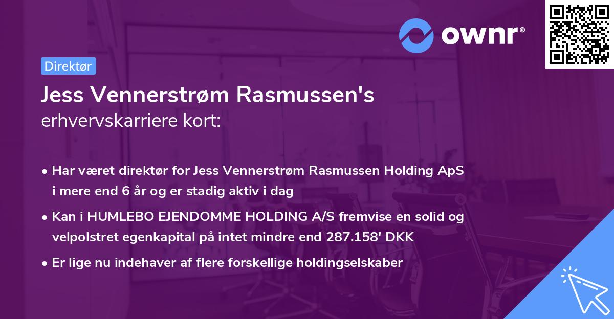 Jess Vennerstrøm Rasmussen's erhvervskarriere kort