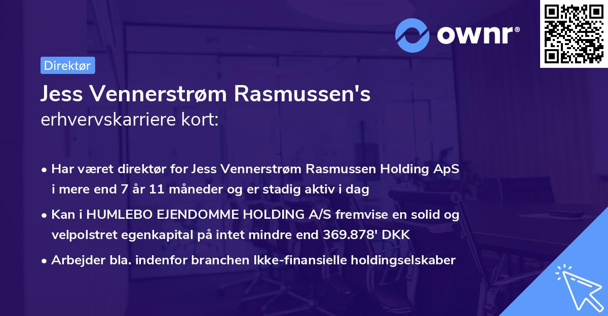 Jess Vennerstrøm Rasmussen's erhvervskarriere kort