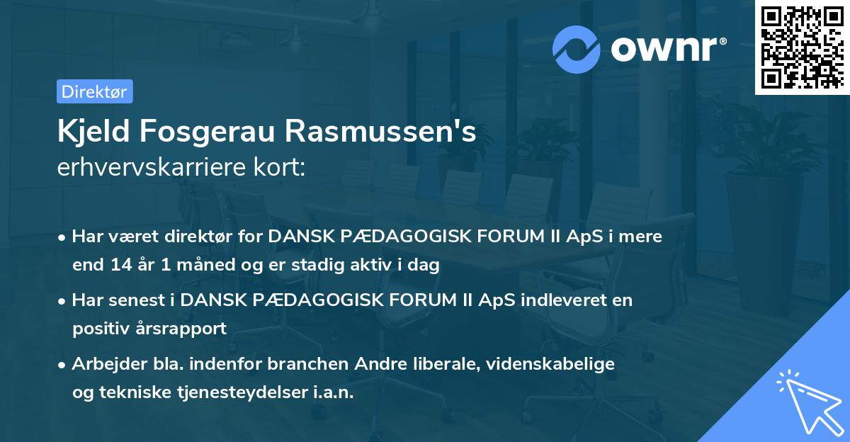 Kjeld Fosgerau Rasmussen's erhvervskarriere kort