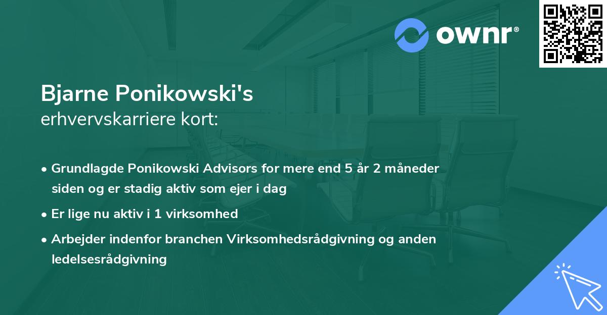 Bjarne Ponikowski's erhvervskarriere kort