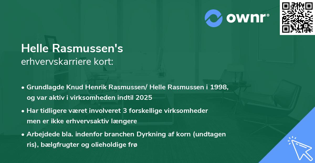 Helle Rasmussen's erhvervskarriere kort