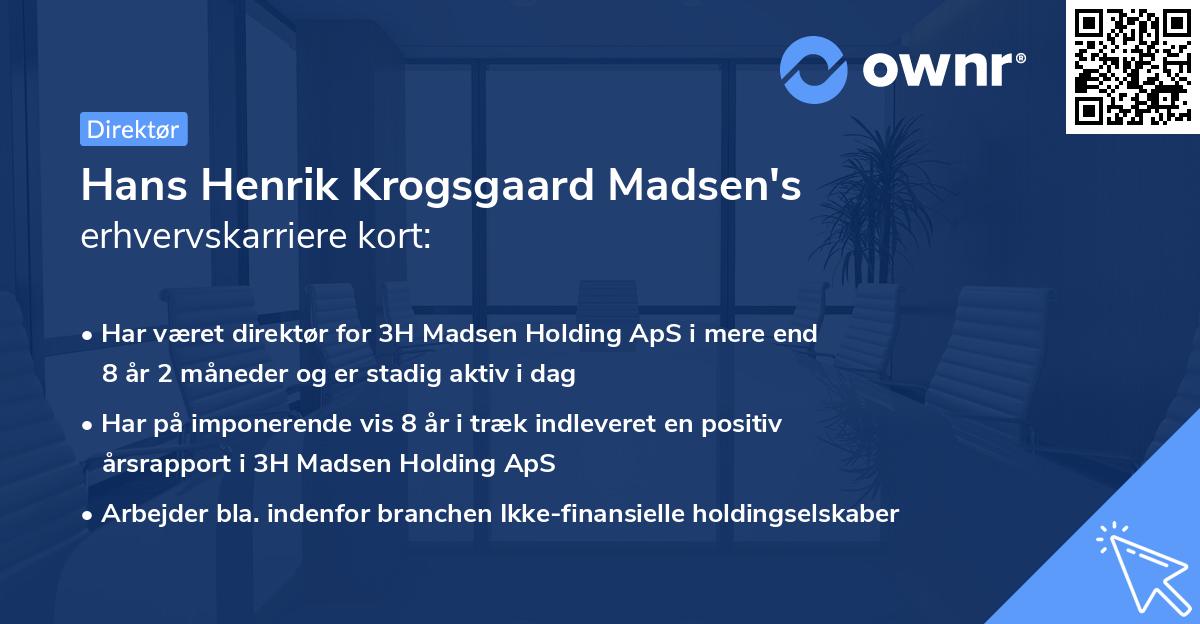 Hans Henrik Krogsgaard Madsen's erhvervskarriere kort