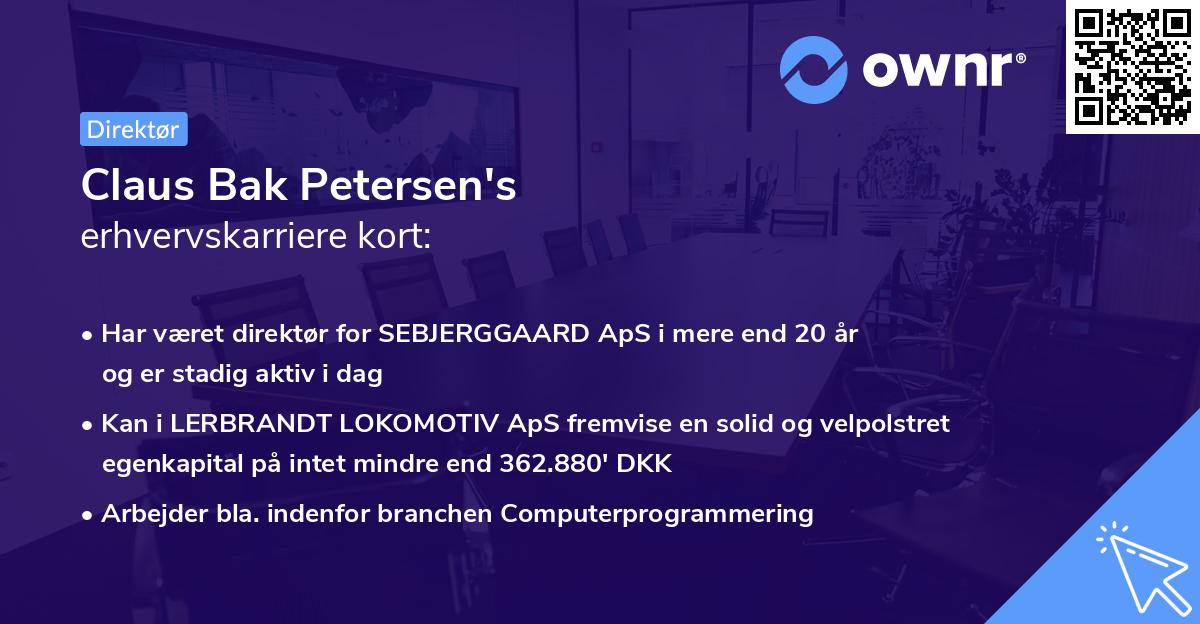 Claus Bak Petersen's erhvervskarriere kort