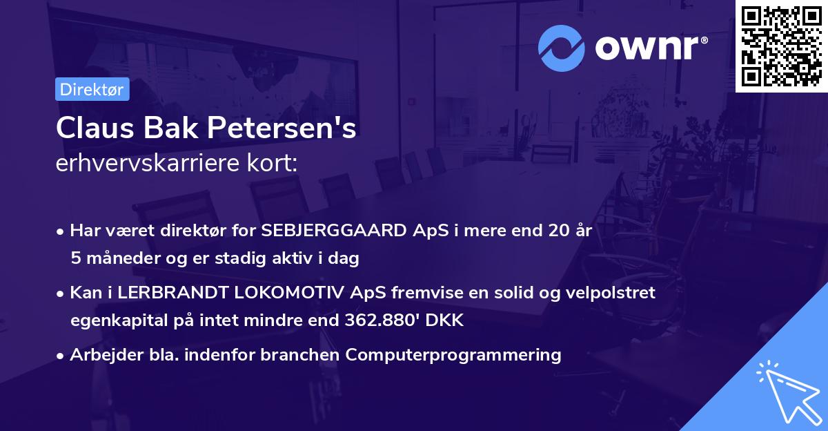 Claus Bak Petersen's erhvervskarriere kort