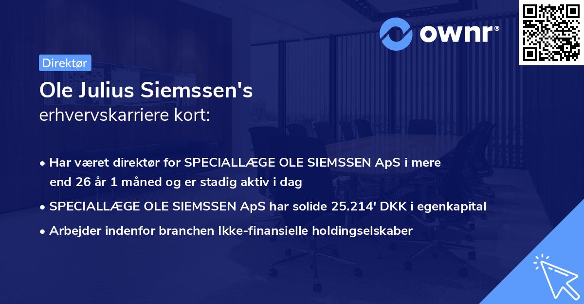 Ole Julius Siemssen's erhvervskarriere kort