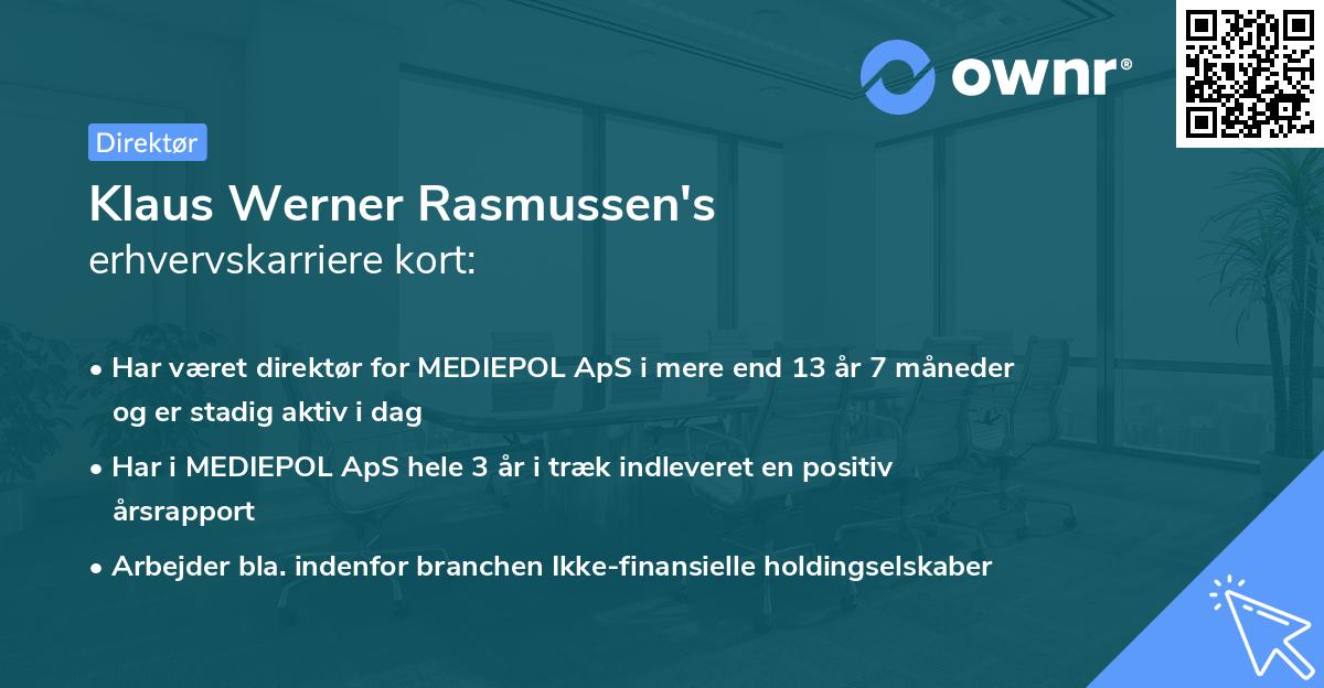 Klaus Werner Rasmussen's erhvervskarriere kort