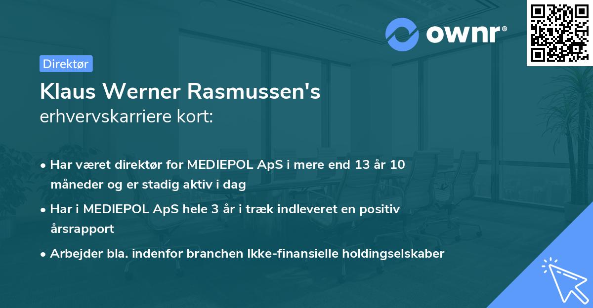 Klaus Werner Rasmussen's erhvervskarriere kort