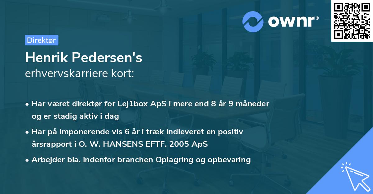 Henrik Pedersen's erhvervskarriere kort