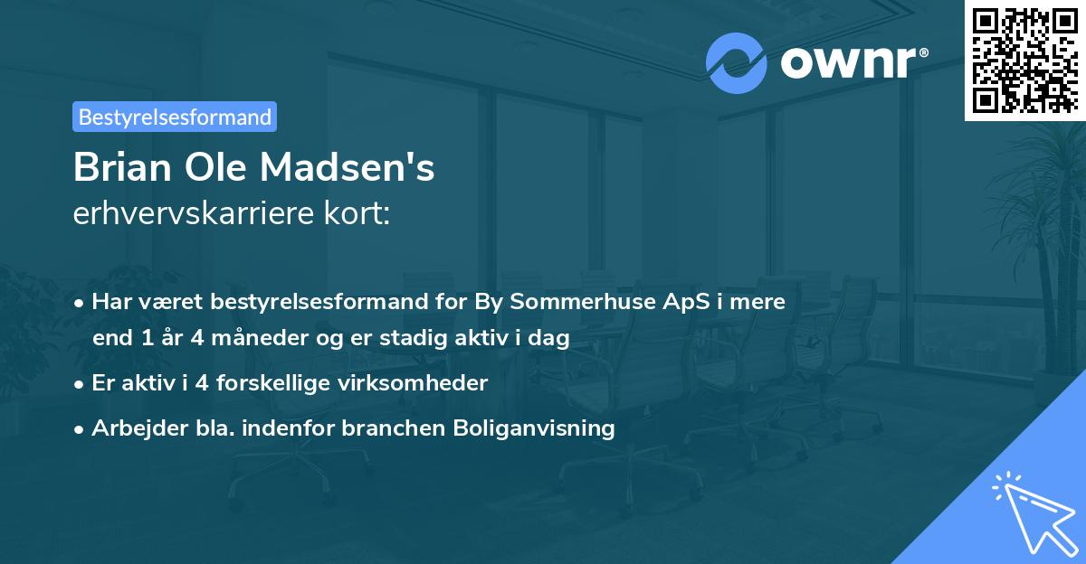 Brian Ole Madsen's erhvervskarriere kort