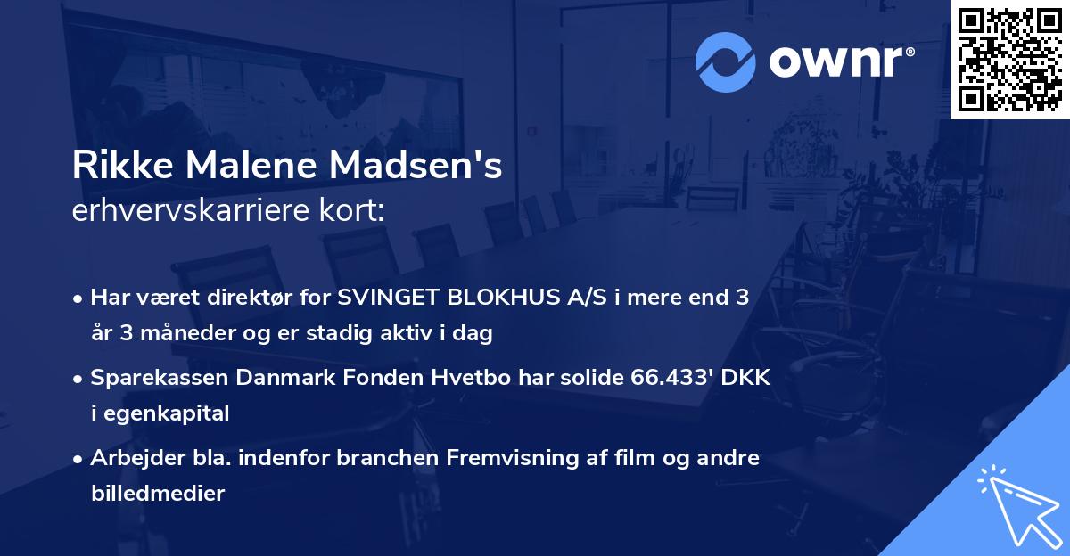 Rikke Malene Madsen's erhvervskarriere kort