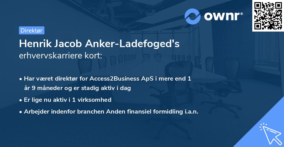 Henrik Jacob Anker-Ladefoged's erhvervskarriere kort