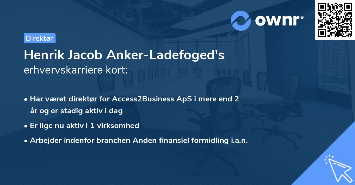 Henrik Jacob Anker-Ladefoged's erhvervskarriere kort