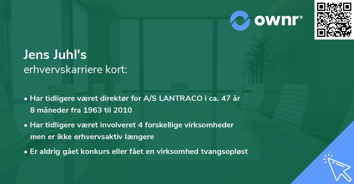 Jens Juhl's erhvervskarriere kort