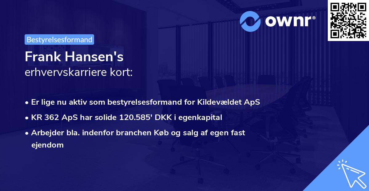 Frank Hansen's erhvervskarriere kort