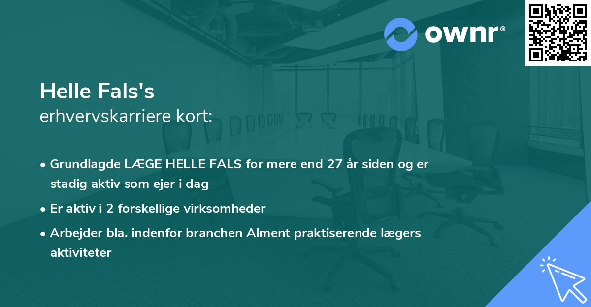 Helle Fals's erhvervskarriere kort