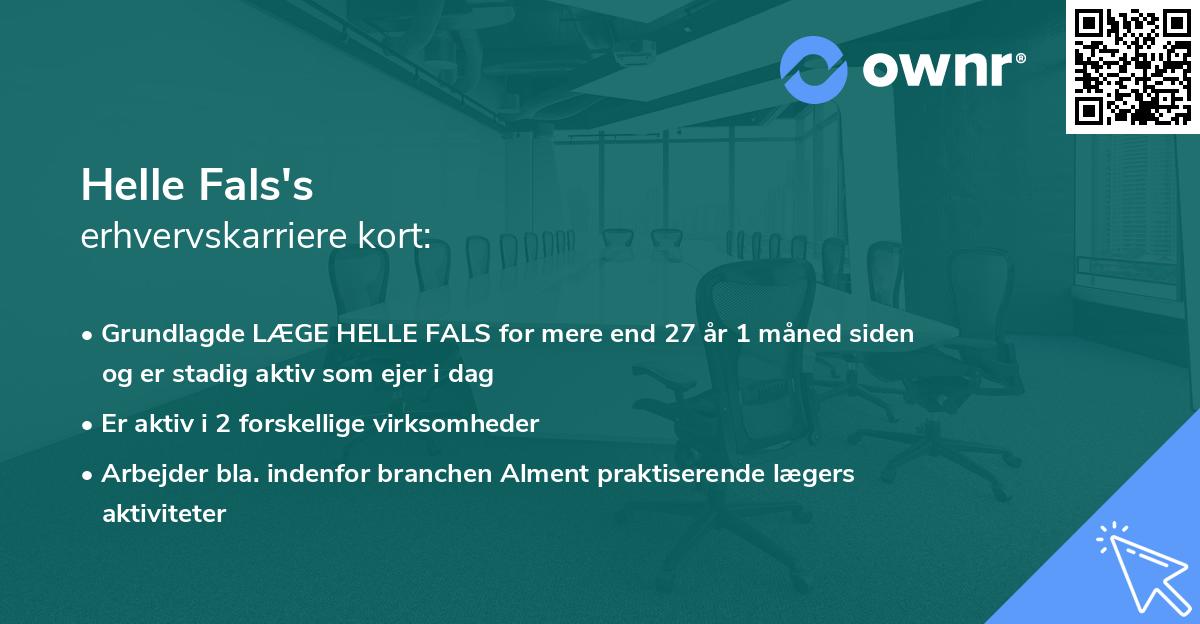 Helle Fals's erhvervskarriere kort