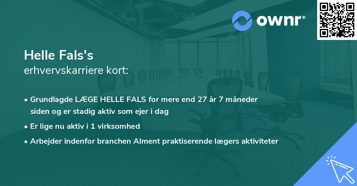 Helle Fals's erhvervskarriere kort
