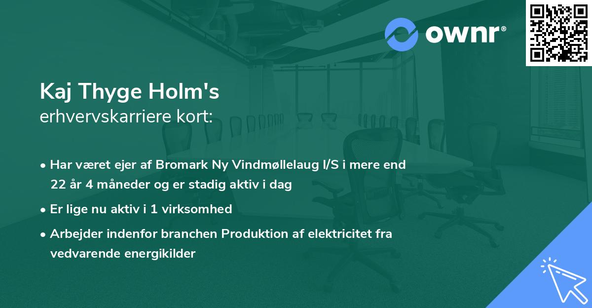 Kaj Thyge Holm's erhvervskarriere kort
