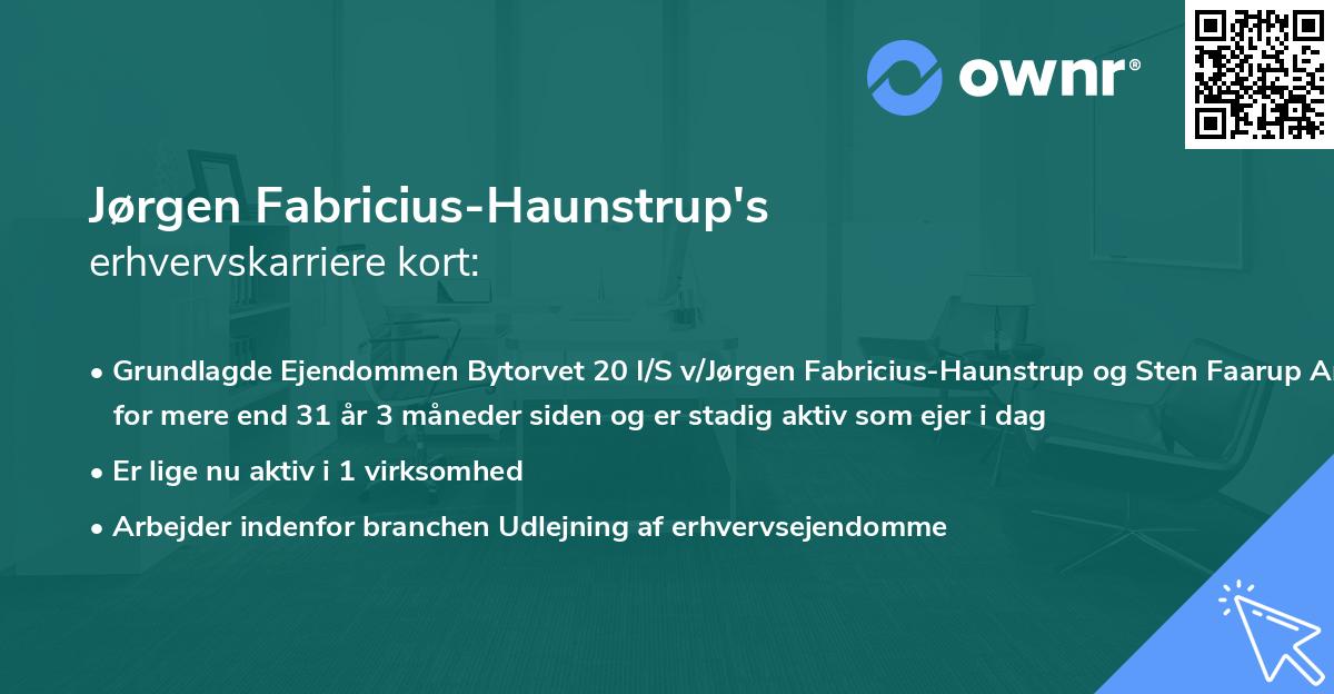 Jørgen Fabricius-Haunstrup's erhvervskarriere kort