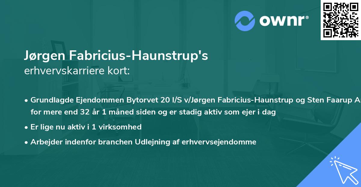 Jørgen Fabricius-Haunstrup's erhvervskarriere kort