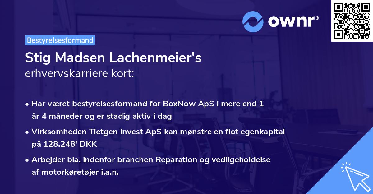 Stig Madsen Lachenmeier's erhvervskarriere kort