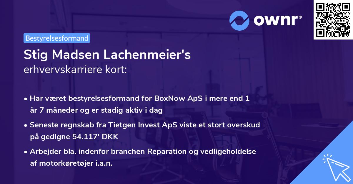Stig Madsen Lachenmeier's erhvervskarriere kort